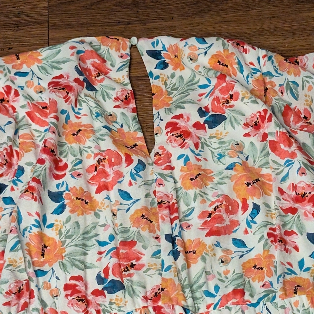 Torrid Ivory Floral Gauze Button Front Dress - Picture 7 of 7